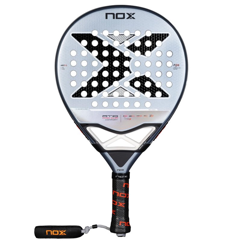 Padel Racket AT10 Pro Cup Comfort by Agustin Tapia 2025 | PRO Series Teardrop Racket | Smartstrap Technology | HR3 Core Fiber Glass Silver Face | Premium Pala de Padel for Control & Durability
