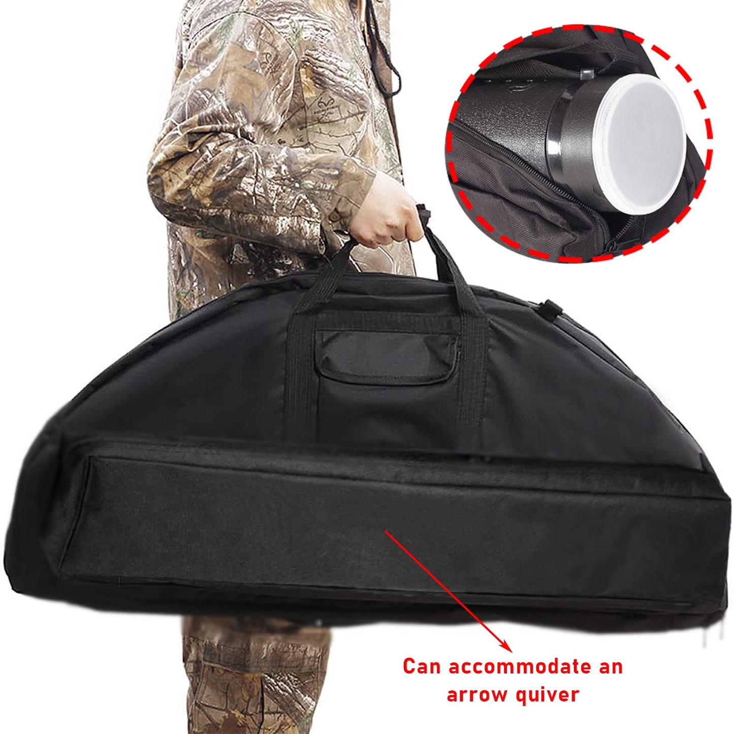 SOPOGER Lightweight Soft Compound Bow Case with Pockets, 600D Water-Resistant Archery Backpack Bow Bag for Hunting (Black, 37.4 inch)