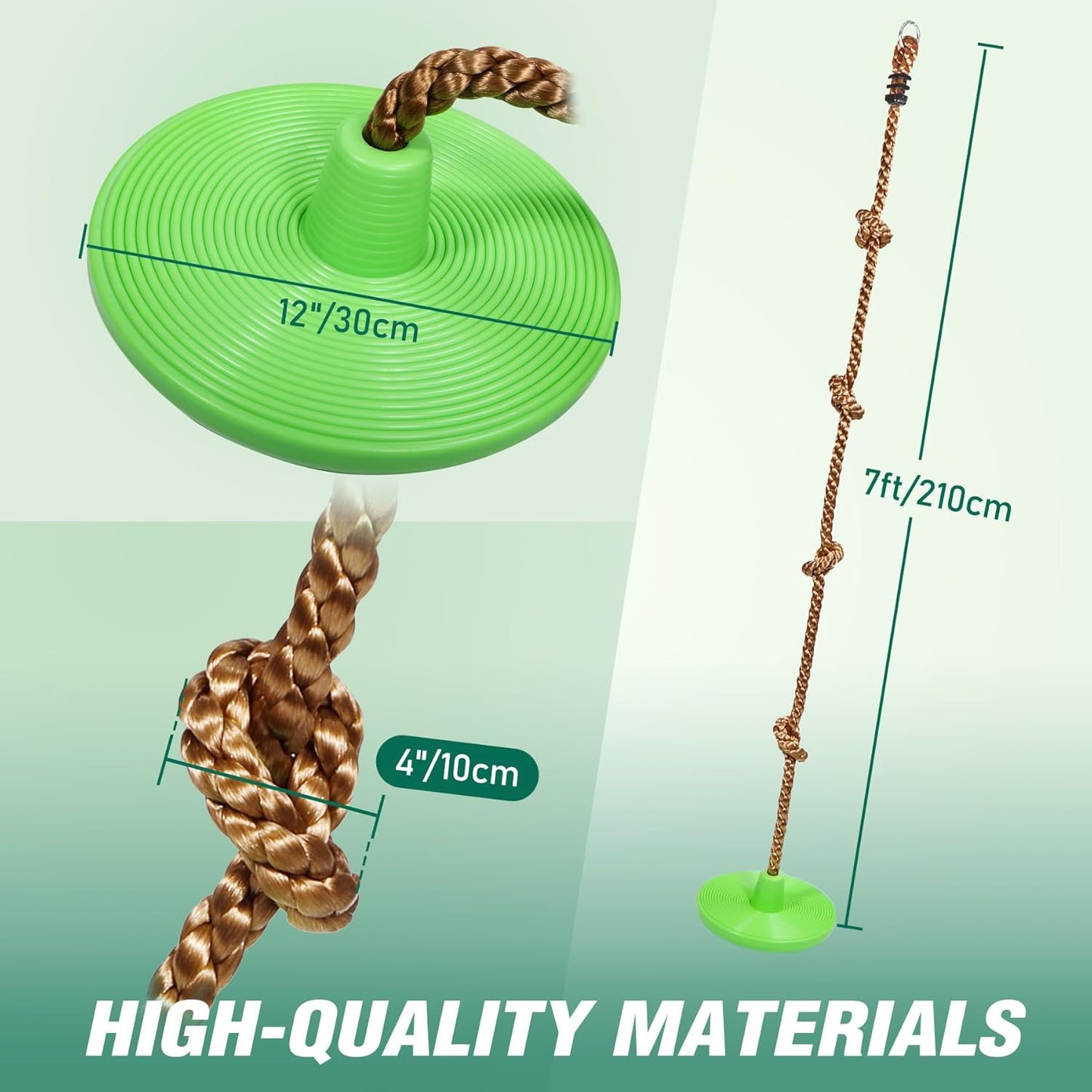 REDCAMP Climbing Rope Swings - Heavy Duty Plastic Disc Swing Seat for Kids & Adults | Green, 2 Pack