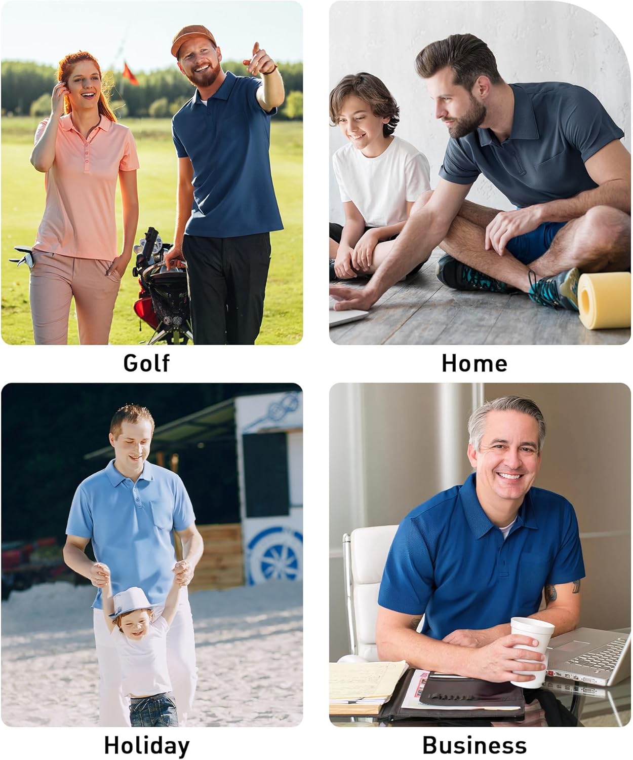 SCODI Men's Pocket Polo Shirts - Moisture-Wicking Short Sleeve Golf T-Shirts | 5-Pack Casual Athletic Wear