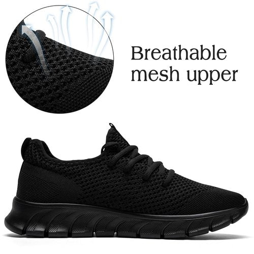 DaoLxi Running Shoes Women Tennis Sneakers Slip on Walking Black Gym Non Slip Work Workout Jogging Shoe Size 8