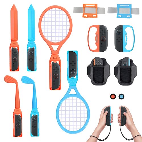 Switch 2 Sports Accessories Bundle/18-in-1 Switch Sports Accessories Bundle for Switch 2 Joy-Con with Tennis, Golf, Bowling, Sword Props, Leg & Wrist Straps-Motion Control Game Kit for Sports&Fitness