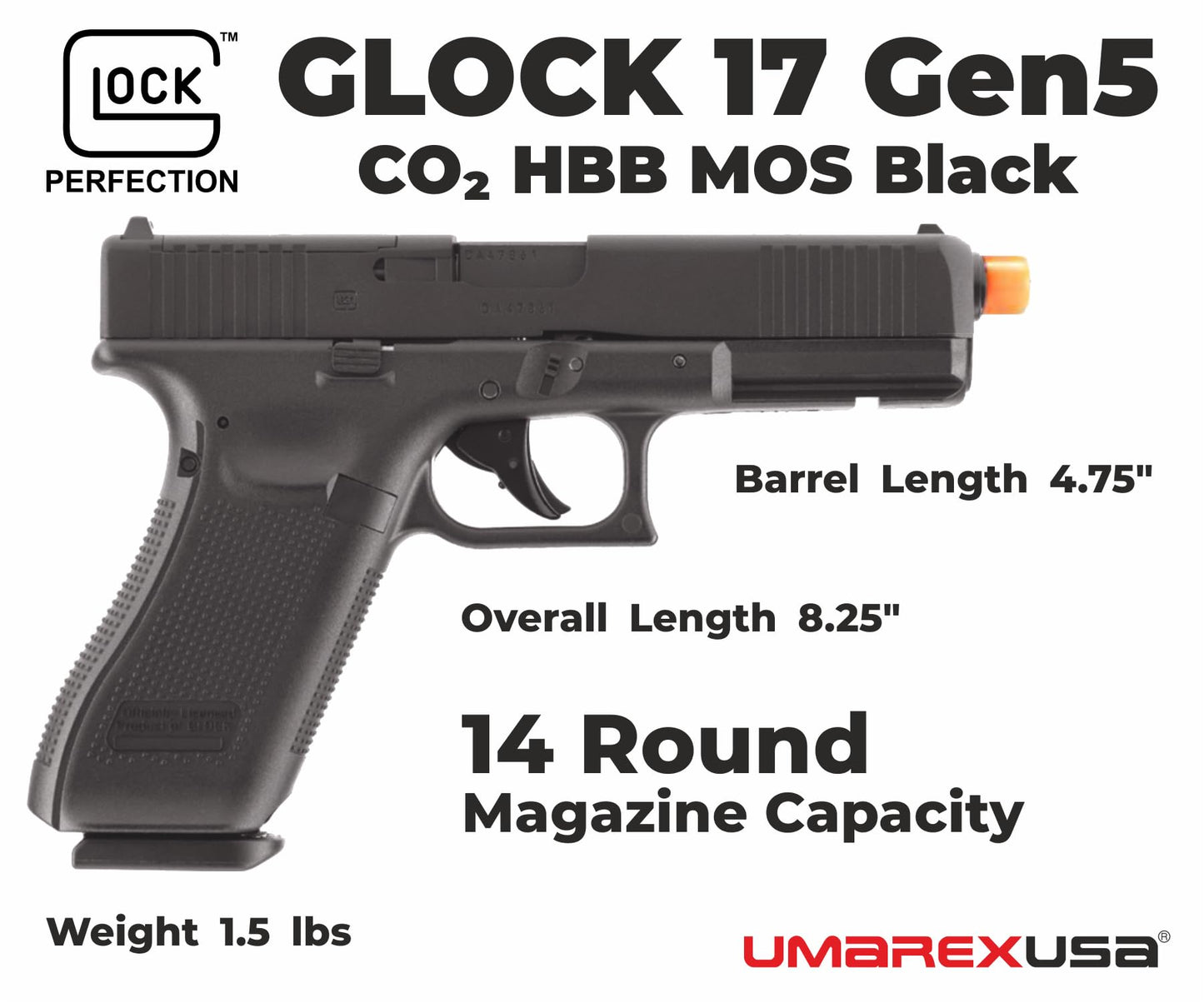 Glock 17 Gen 5 MOS Half-Blowback 6mm BB Gun Airsoft Pistol