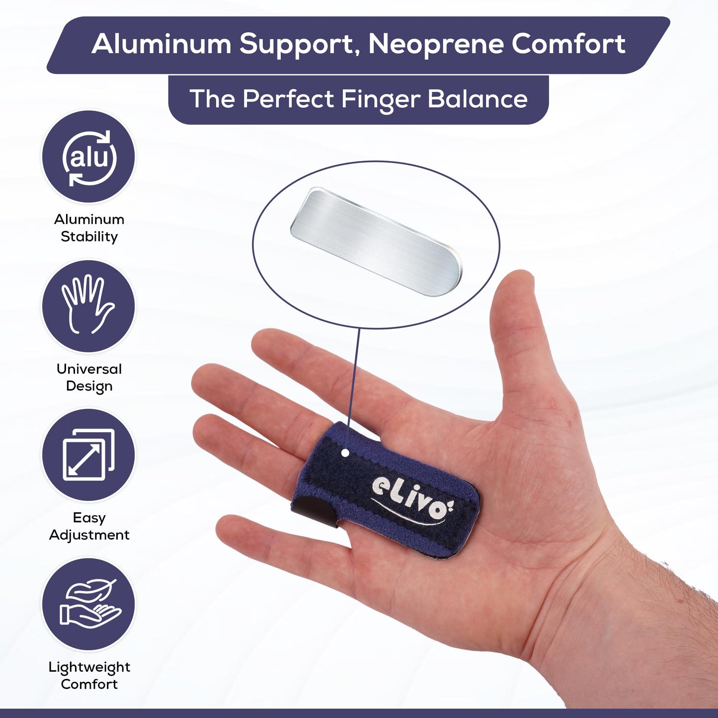 MedVance Elivo Finger Splint, Trigger Finger Support Brace for Thumb, Index, Middle, Ring, and Pinky Finger, One Size Fits All - 1 Pack