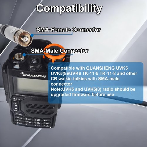 HYSHIKRA Quansheng Telescopic 27Mhz CB Antenna, 11Meter 9-51inches Antenna with SMA-Female Connector for QuanSheng UVK5 UVK5(8) TK-11(8) TK-11(5) CB Radio Walkie-Talkie