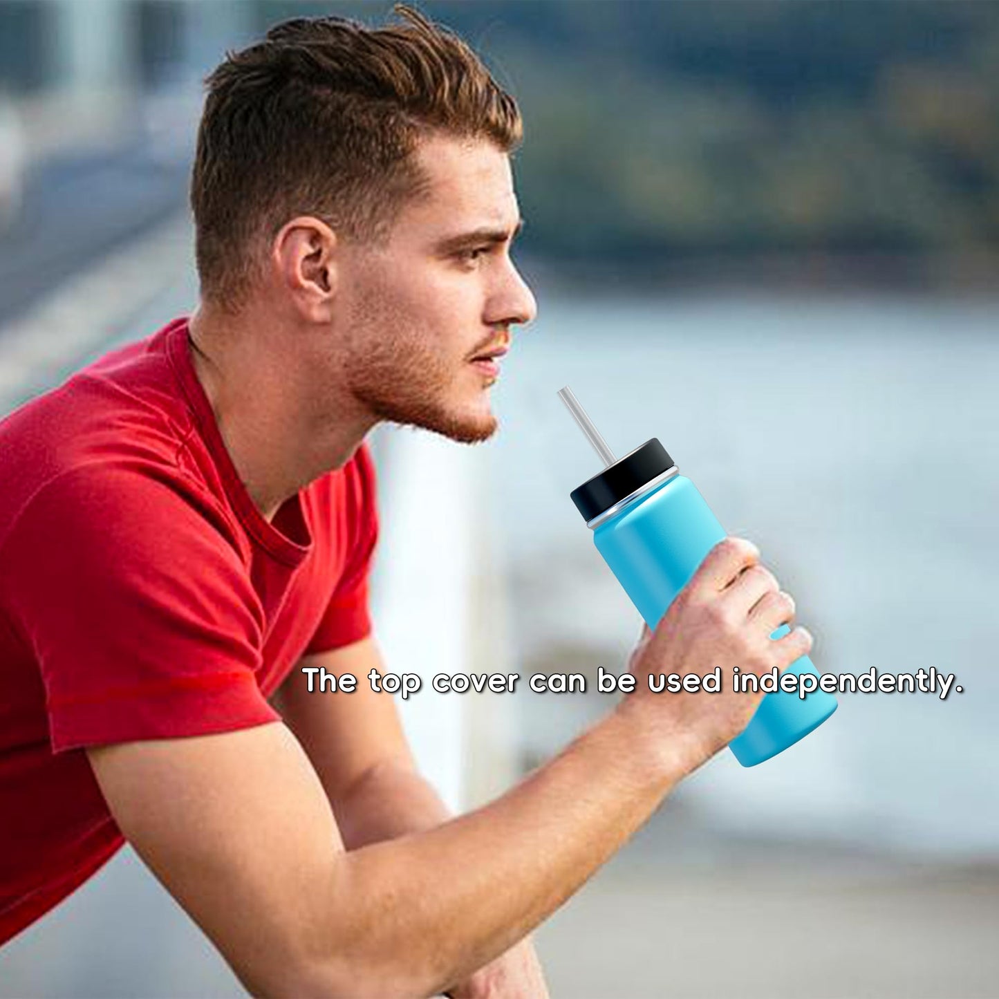 Replacement Lid for Hydroflask Wide Mouth Water Bottle, Top Lids with Straw for Hydro Flask Accessories, Top Sport Bottle Handle Cap for Hydroflask 12 16 20 32 40 64 128 oz Wide Mouth