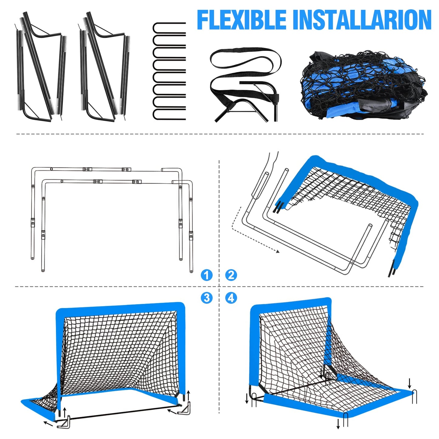 Kids Soccer Goal for Backyard Set - 2 Set of 4X3 ft Toddler Soccer Nets