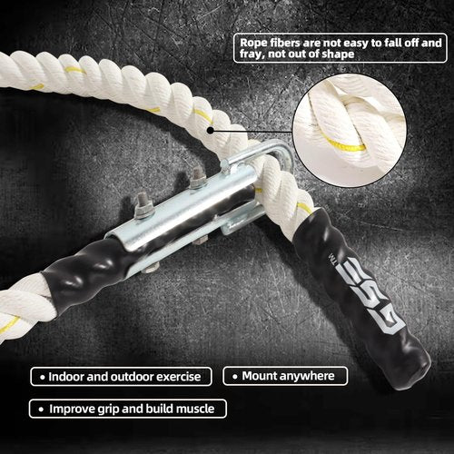 GSE Games & Sports Expert Gym Climbing Rope, Polyester Workout Rope for Indoor/Outdoor and Home Workouts, Great for Climbing Exercises, Strength Training - 6 Feet