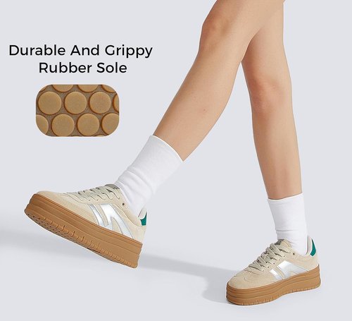 LUCKY STEP Women's Platform Sneakers - Classic Retro Style with Thick Rubber Sole | Casual Low Top Walking Shoes