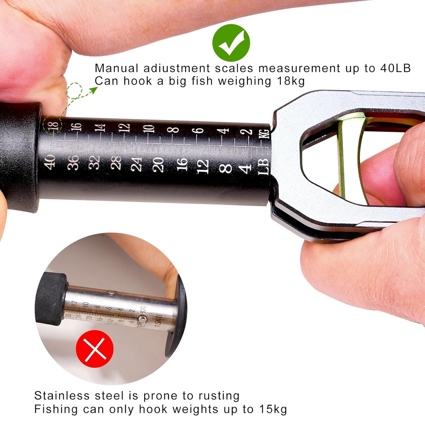 Skiennix Fish Lip Gripper - Professional 40 lb Fish Holder with Weight Scale & 360° Rotation
