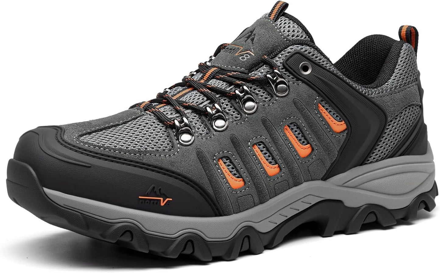 NORTIV 8 Men's Waterproof Leather Hiking Shoes - Low-Top Design for Outdoor Trails & Camping