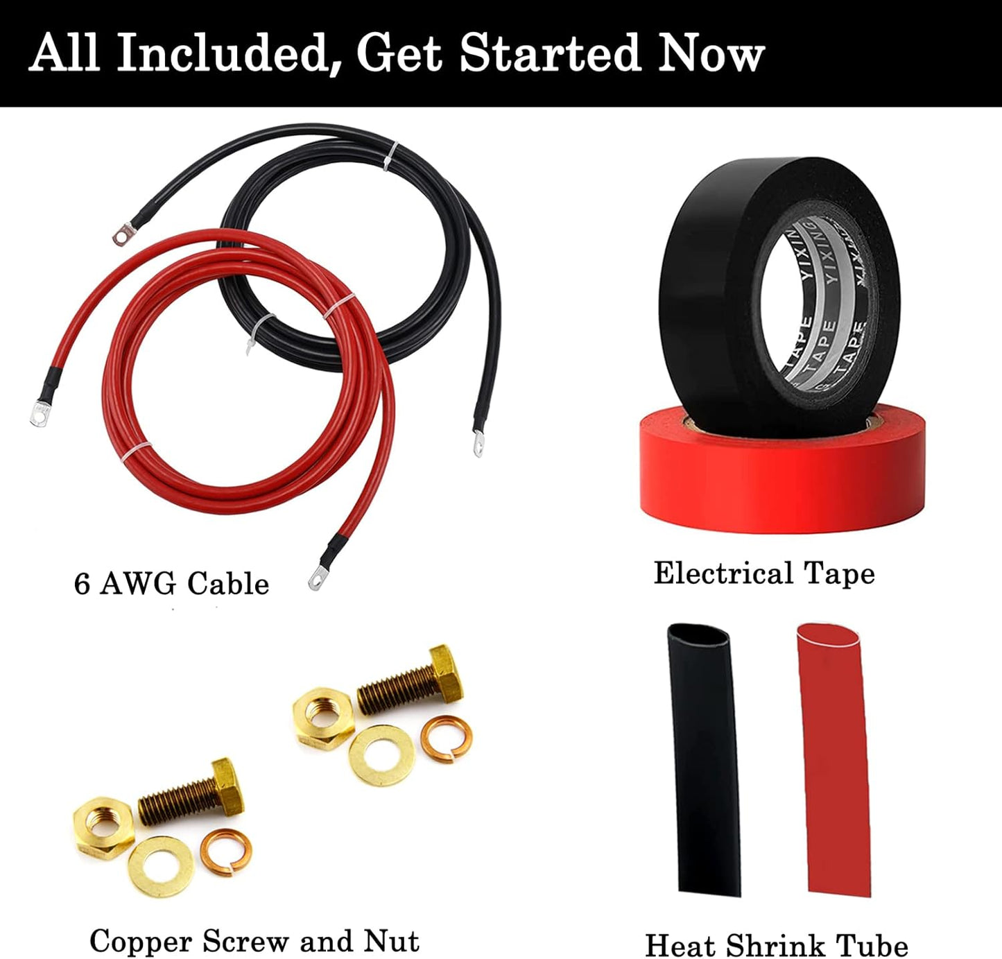 Skiennix Trolling Motor Battery Cable Extension Kit - 8AWG 50Amp with Terminals for Fishing Boats
