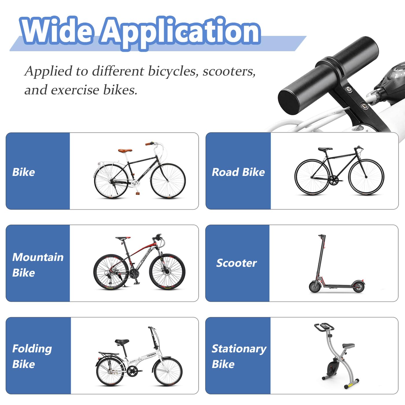 Mesee Bike Handlebar Extender Bicycle Handlebar Clamps Extension Mount Holder Aluminum Alloy Single Clamp Cycling Bracket for Bike LED Light, GPS, Speedometer