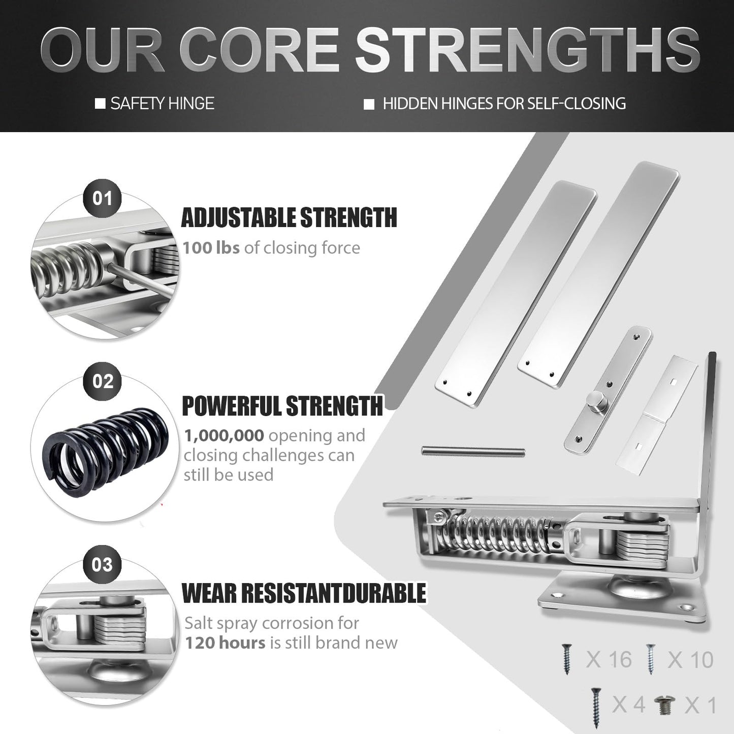 Loyerfor Double Action Spring Hinges Swinging Door Hinge Pivot Hinge with self-Closing and Stop Function Suitable for Wooden Doors