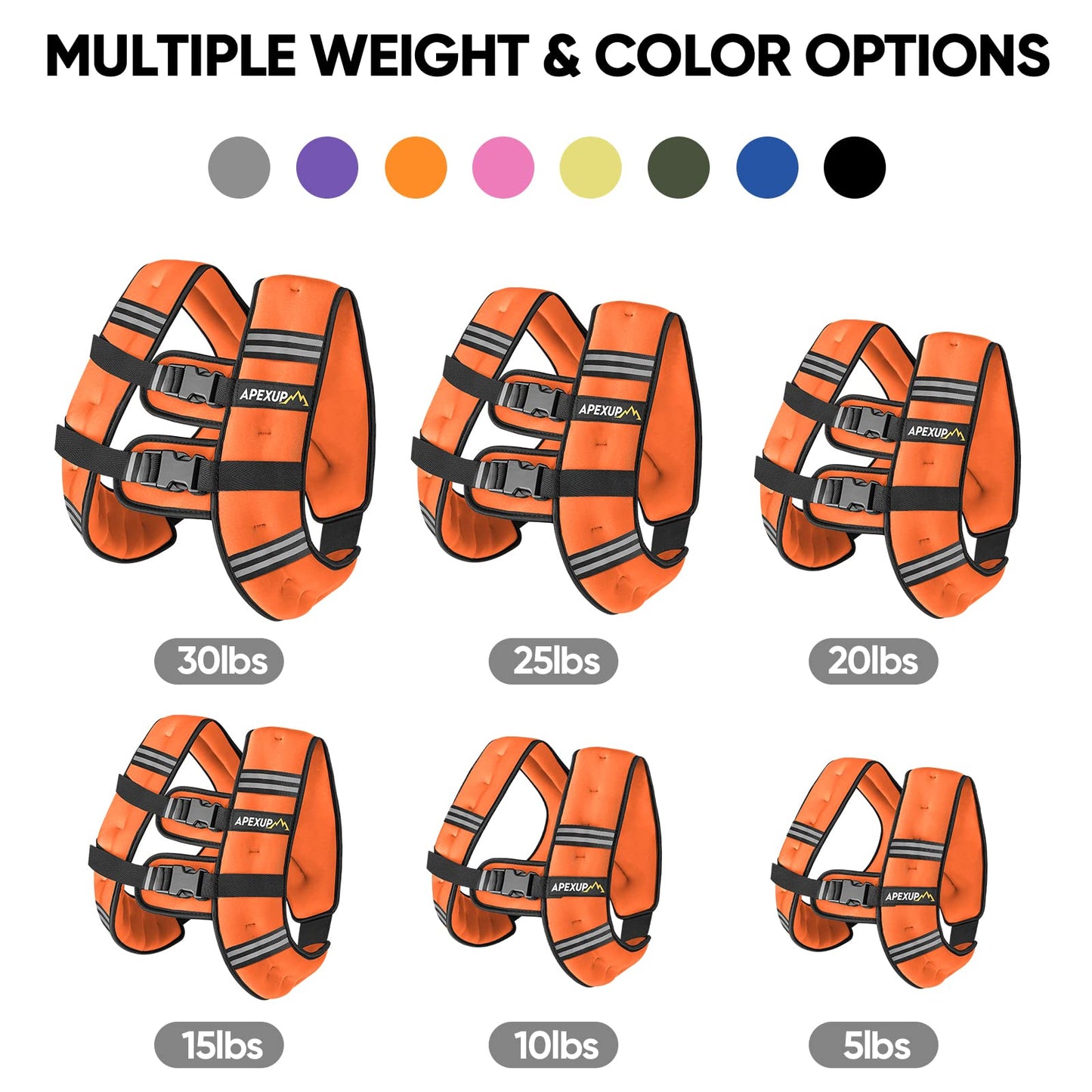APEXUP 25lbs Weighted Vest Men Women, Weight Vest for Women Workout Equipment for Strength Training Running (Orange)