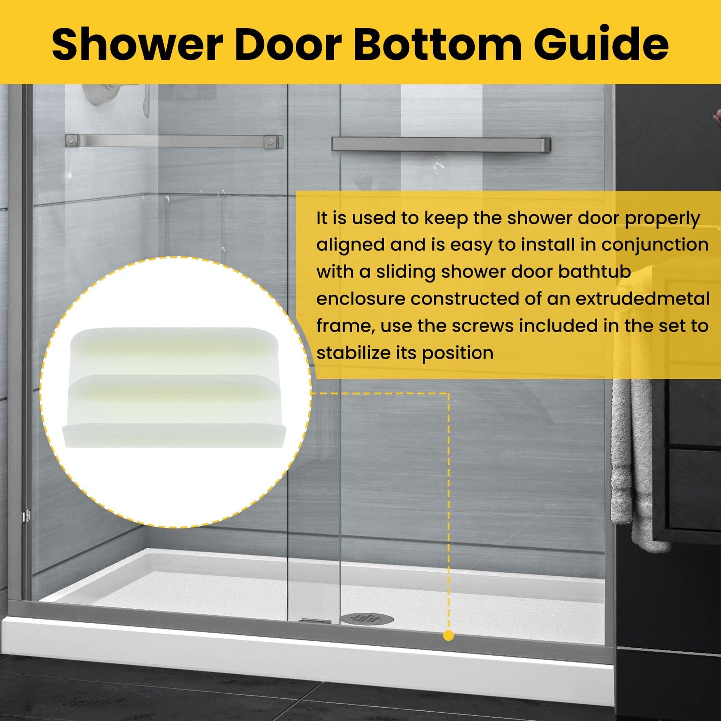 HONSNKS 2 Pcs M6219 Sliding Shower Door Bottom Guide, Plastic Shower Door Guide with 1/2 in Channel, Glass Shower Door Track Guide for Sliding Shower Door (Top Hung) Tub Enclosure Systems