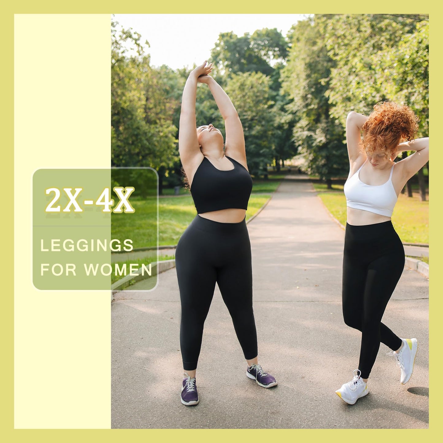Hethrone 2-Pack Plus Size Leggings for Women, High Waisted Soft Workout Yoga Pants Black XXL