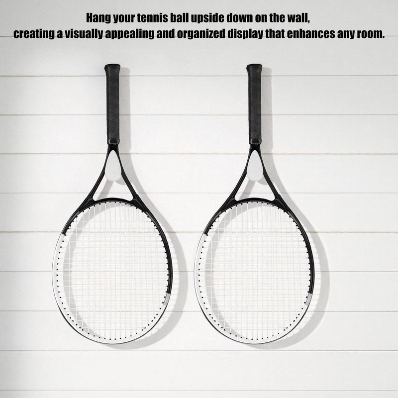 Zynoro Hidden Mounting Holder for Single Tennis Racket – 2 Pack White Wall Mount Hook with Simple and Stylish Appearance, Wall Mounted Racket Rack for Garage, Sports Equipment Organizer