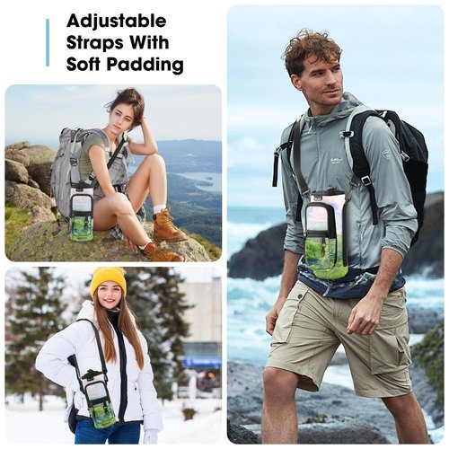 25/32/40oz Water Bottle Carrier Bag With Pocket, Crossbody Insulated Neoprene Adjustable Shoulder Strap Water Bottle Pouch Case, Water Bottle Holder Sling Sleeve for Walking Hiking, 40oz Green Theme