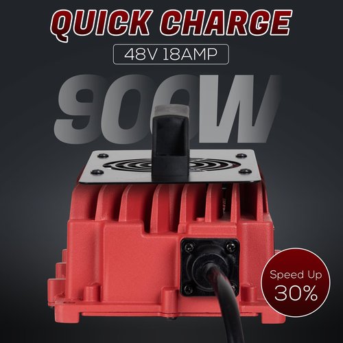 LZFAN 18 AMP Golf Cart Battery Charger for 48 Volt Club Car with Triangle 3-Pin Style Plug and Rapid Charge Cable, Portable Waterproof Golf Cart Charger Compatible with EZGO RXV & TXT