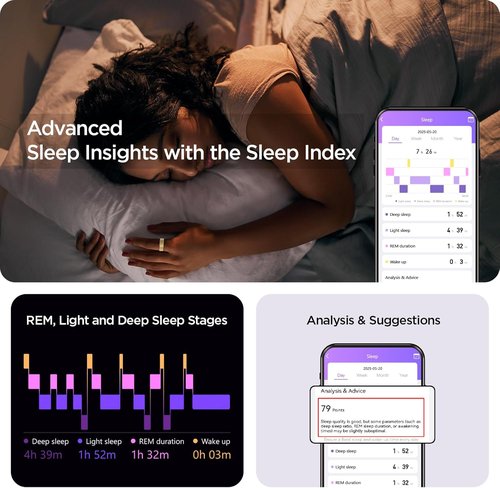 BENIO Gen 2 Smart Ring - Fitness Tracker with Step, Sleep, Blood Oxygen & Heart Rate Monitor | 5ATM Waterproof, Size 8.5, Gold
