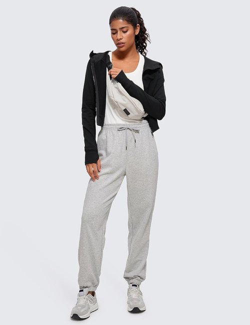 CRZ YOGA Fleece Zip-Up Cropped Hoodie - Women's Athletic Jacket with Thumb Holes | Casual Long Sleeve