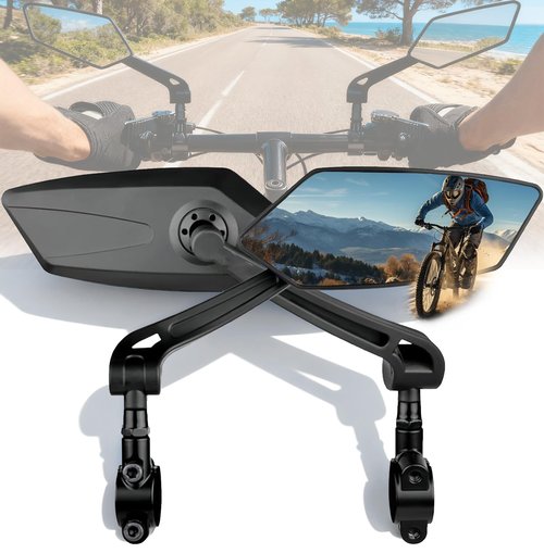 Bike Mirror, Handlebar Bicycle Mirrors, Scratch Resistant HD Glass Lens, 360° Rotatable & Foldable Safe Rearview Bicycle Mirrors, Bike Rear View Mirror for Scooter, Ebike, Bike Accessory(1 Pair)