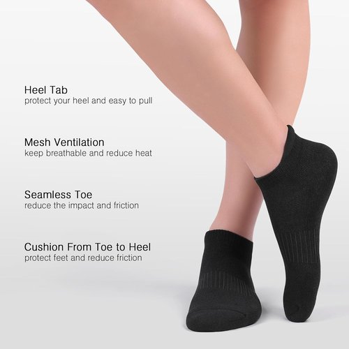 Felicigeely Ankle Running Socks - Breathable Cushioned Low Cut Sports Socks for Men & Women | 6 Pairs
