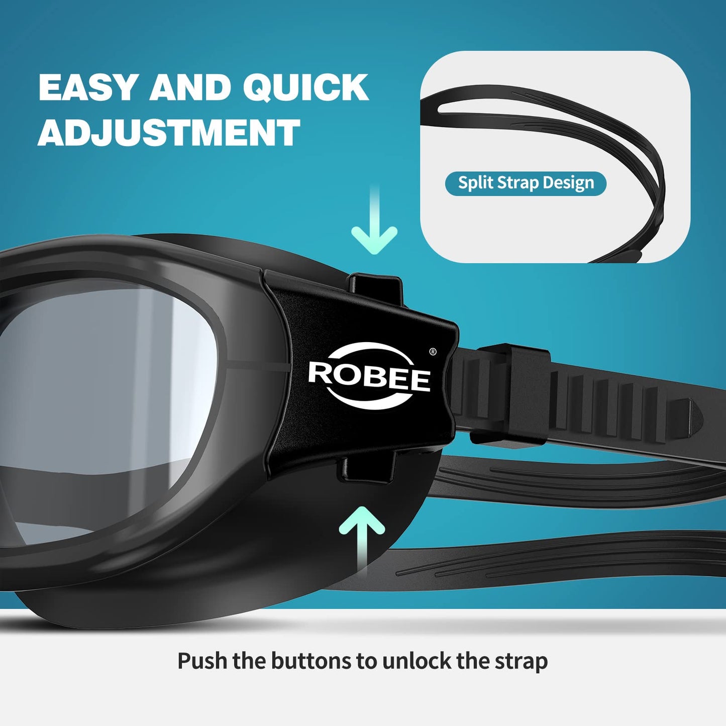 Robee Swim Goggles Silicone Swimming Cap and Carrying Case, Polarized Pool Goggles for Adult Men Women Youth