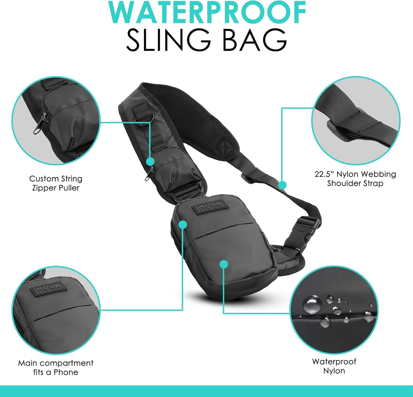 MVRK Waterproof Sling Bag - Versatile Crossbody Backpack with Keyholder for Hiking & Travel