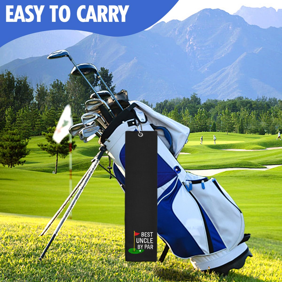 Hafhue Best Uncle Embroidered Golf Towel with Clip, Retirement Present, Funny Golfs for Father, Accessory for Golf Bags, National Golfs Day Present for Uncle Golfer