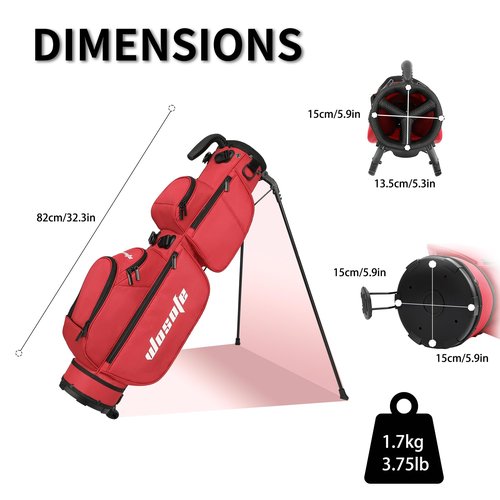 Lightweight Golf Stand Bag - 3-Way Dividers, Fits 5-9 Clubs - Small Sunday Bag for Men & Women, Par 3, Driving Range & Executive Courses - Waterproof, Dual Straps & Rain Cover Included