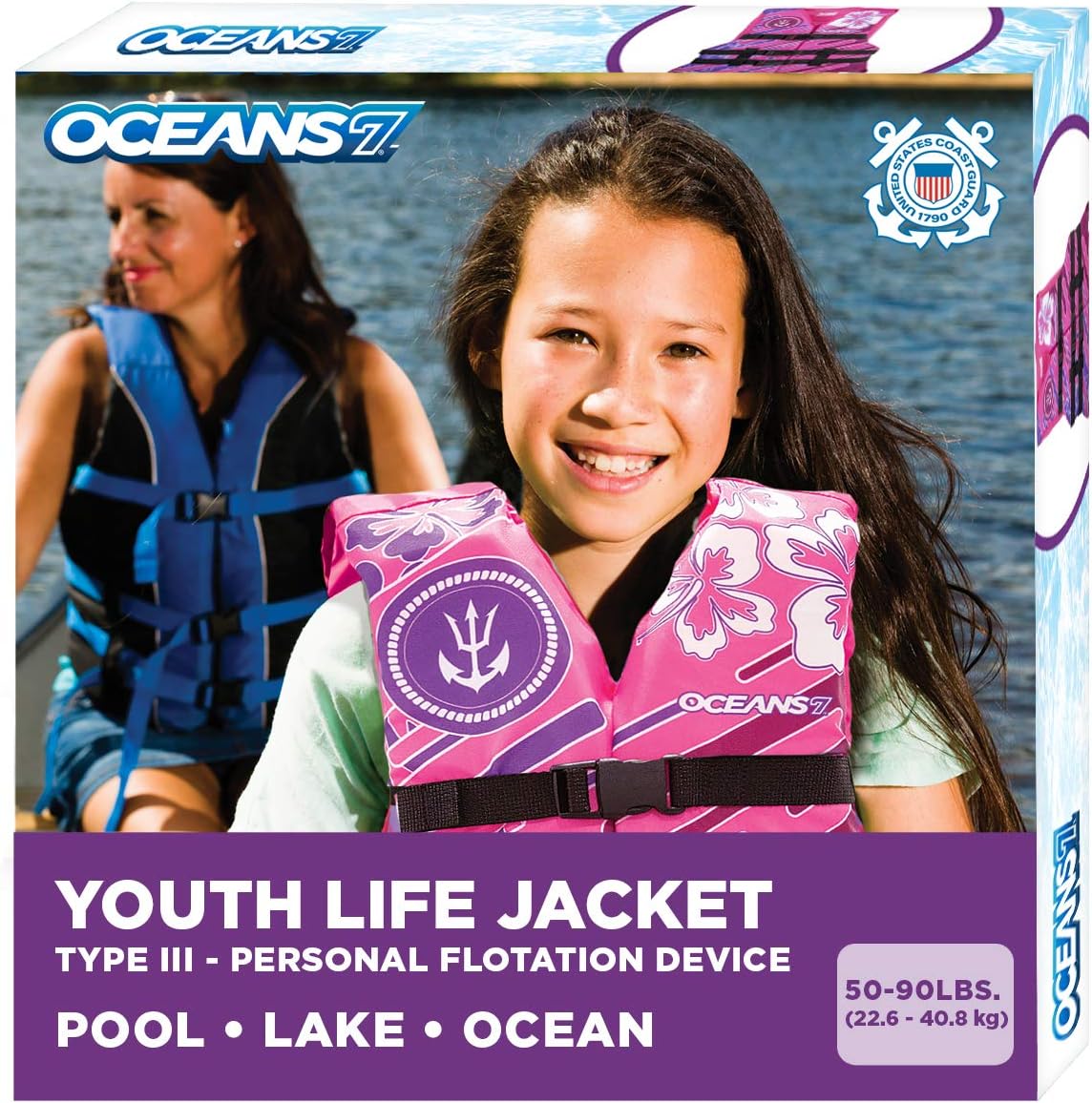 Oceans 7 Life Jacket - US Coast Guard Approved Infant & Youth Personal Flotation Device | Type II & III