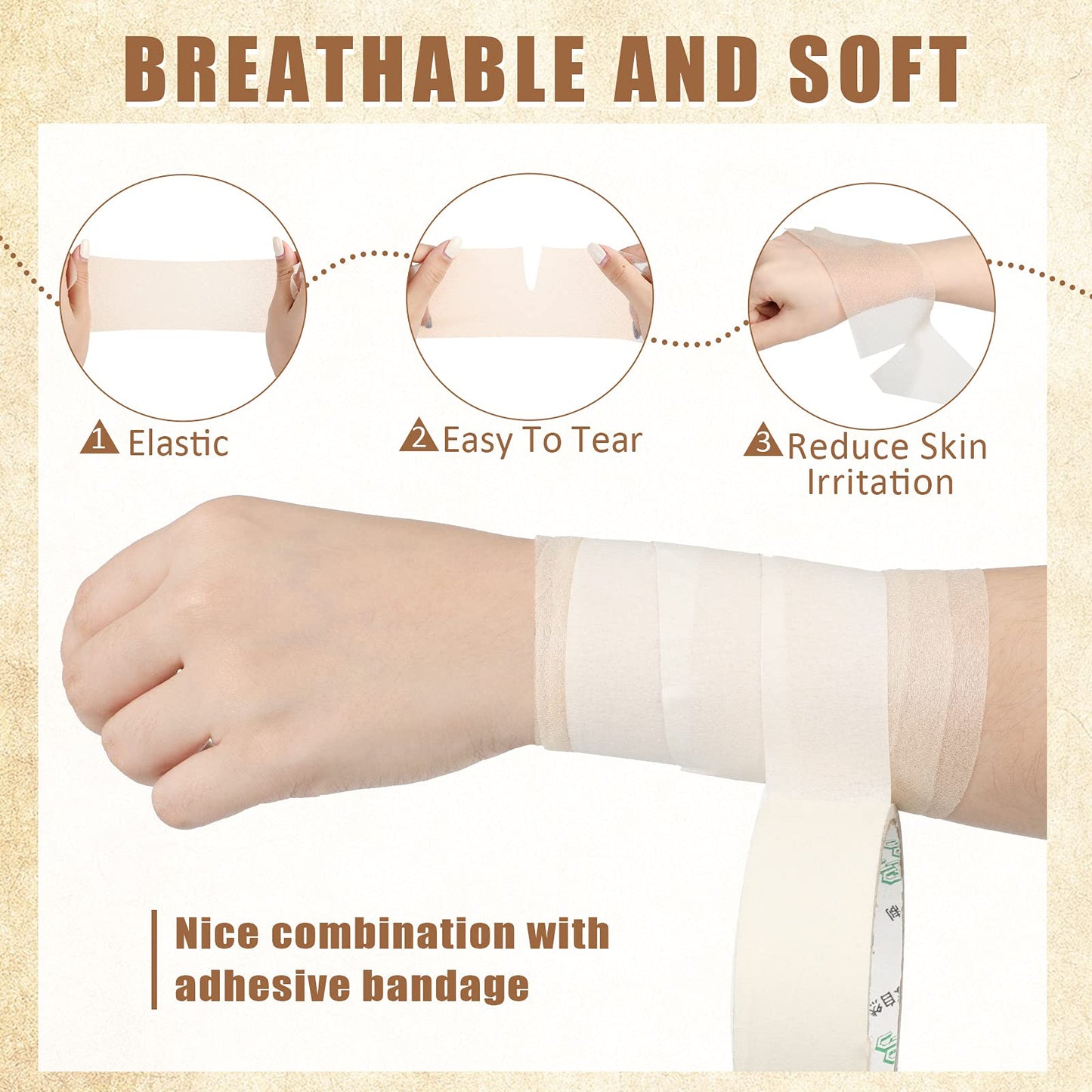 Sumind 12 Rolls Pre Wrap Athletic Tape Bulk Underwrap Athletic Tape Foam Sports Wrap for Wrists Hands Ankles Knees Headbands Soccer Football Baseball Gymnastics Fitness(Skin Color)