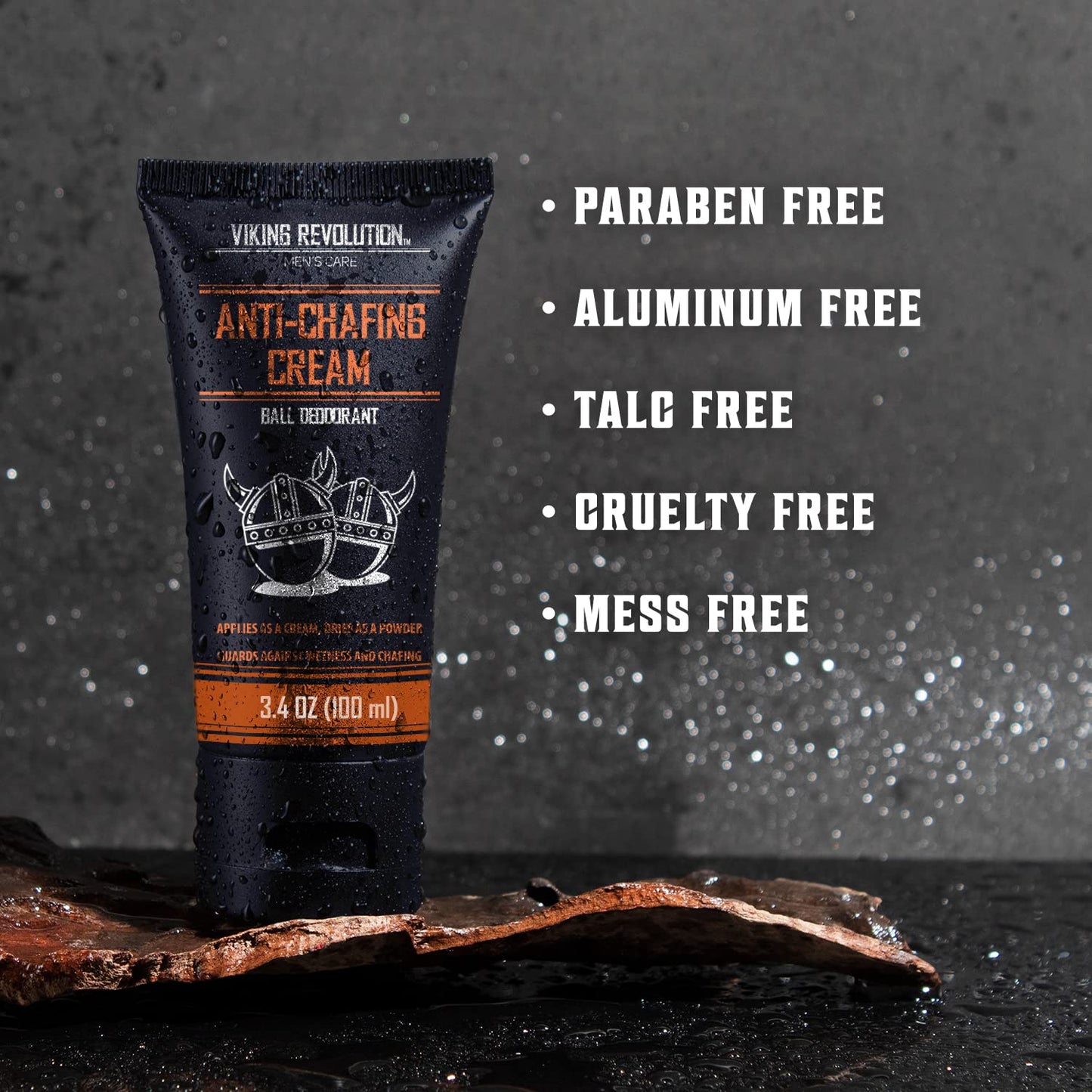 Viking Revolution Balls Deodorant With Aloe Vera and Purslane - Groin and Crotch Anti-Chafing Cream for Men - Quick Drying, Talc-Free Ball Cream 3.4oz