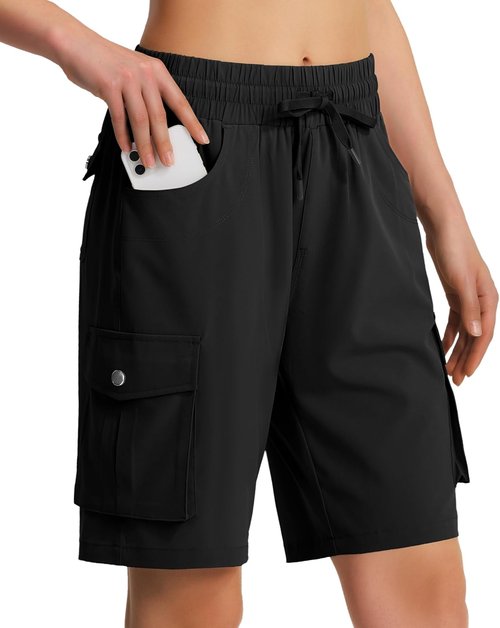 Hugut Women's Hiking Cargo Shorts - Quick Dry Lightweight Summer Shorts | 6 Pockets for Travel & Golf