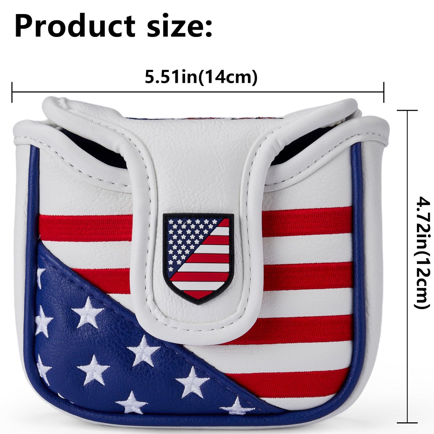 Gbourly Golf Club Square USA Mallet Putter Cover Magnetic Closure Heel Shafted PU Leather Stars and Stripes Flag Putters Headcover