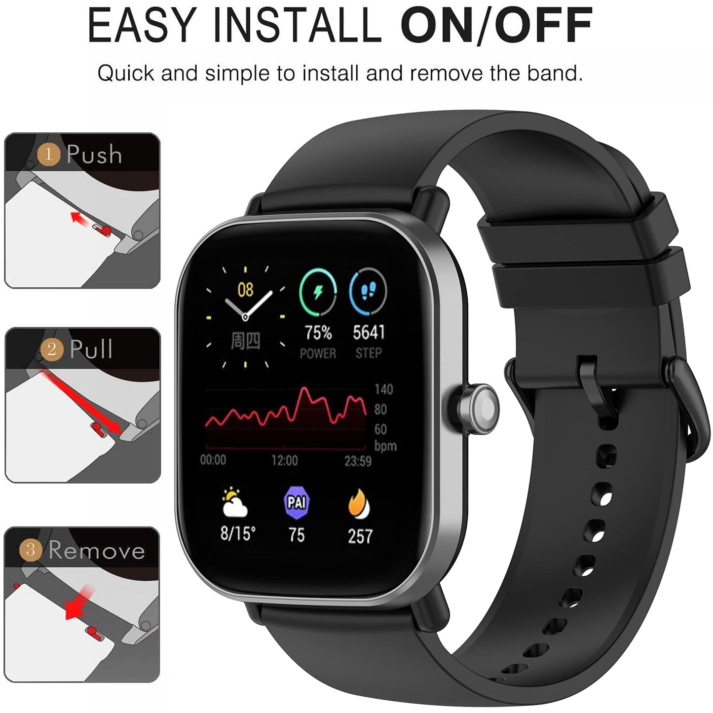 QGHXO Band for Amazfit Bip 3/3 Pro/U Pro/S lite/Lite/S/U, Soft Silicone Band Replacement for Amazfit GTS 4/4 Mini/2/2e/2 Mini