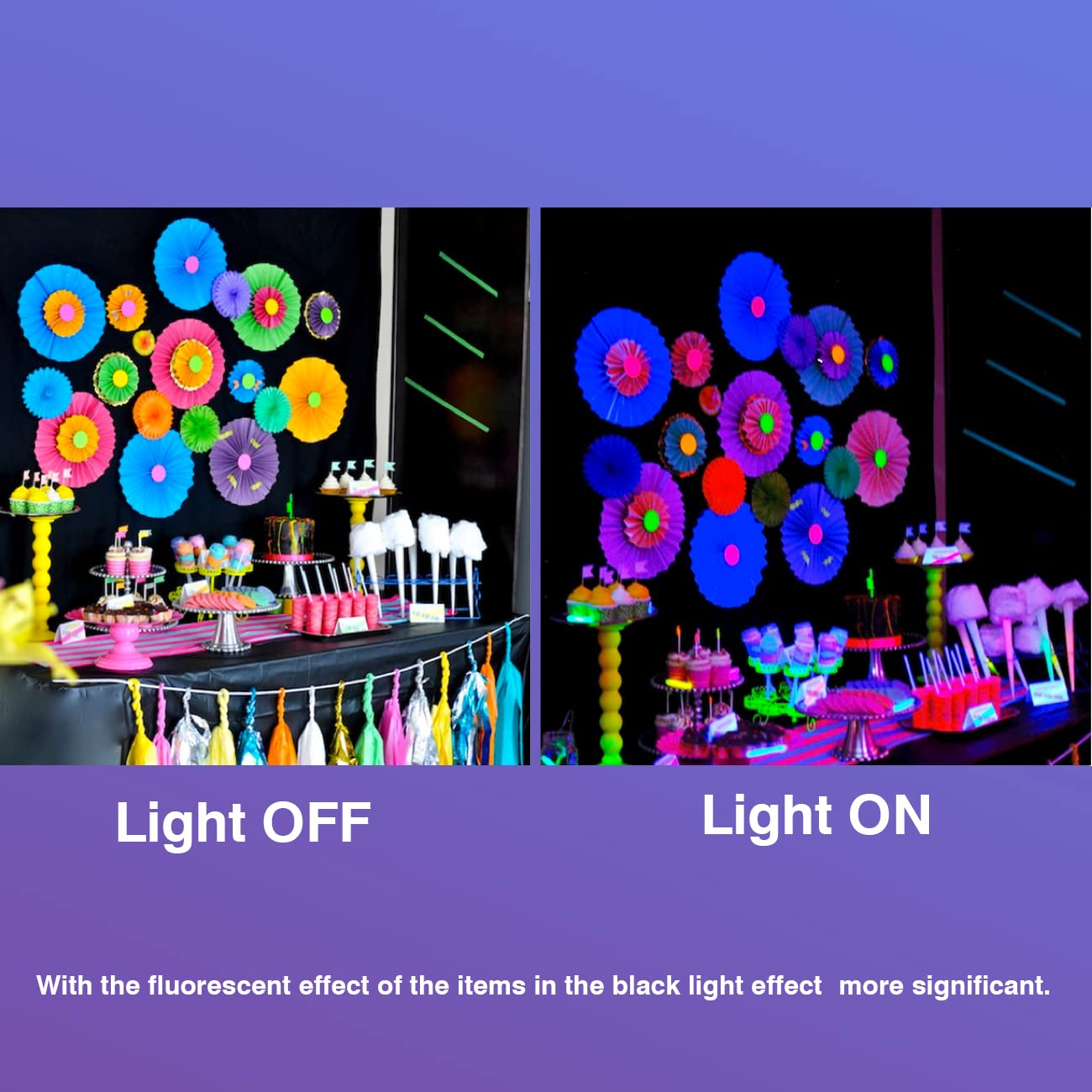 150W Black Lights for Glow Party Large Space,Blacklight(Luz Negra) with Plug and Switch 180°Metals Adjustable Bracket,IP66 Waterproof for Halloween, Birthday Party, Fluorescent Poster,Holiday.2 Pack