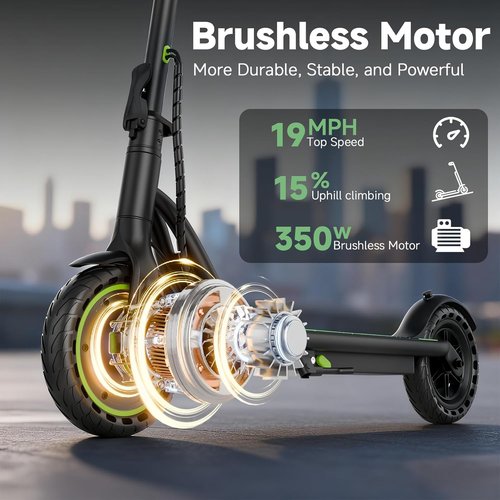 Folding Electric Scooter - 350W Motor, 19MPH Speed, 12/15 Miles Range | 8.5” Solid Tires