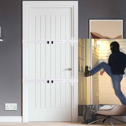 Door Security Door Bar (White 2 Sets - Heavy Duty) Use as Door Security Bar -Door Reinforcement Lock,Protect The Security of The Entire Door. Fits Doors 30"-39" - Safe Room