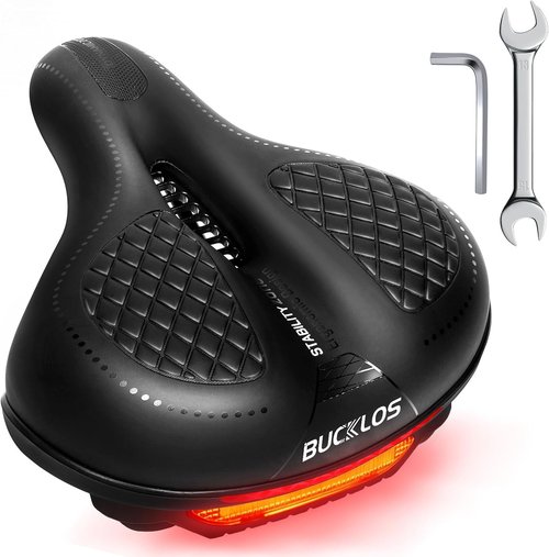 BUCKLOS Comfortable Bike Seat Cushion - Soft Memory Foam Padded Saddle for Peloton & Exercise Bikes