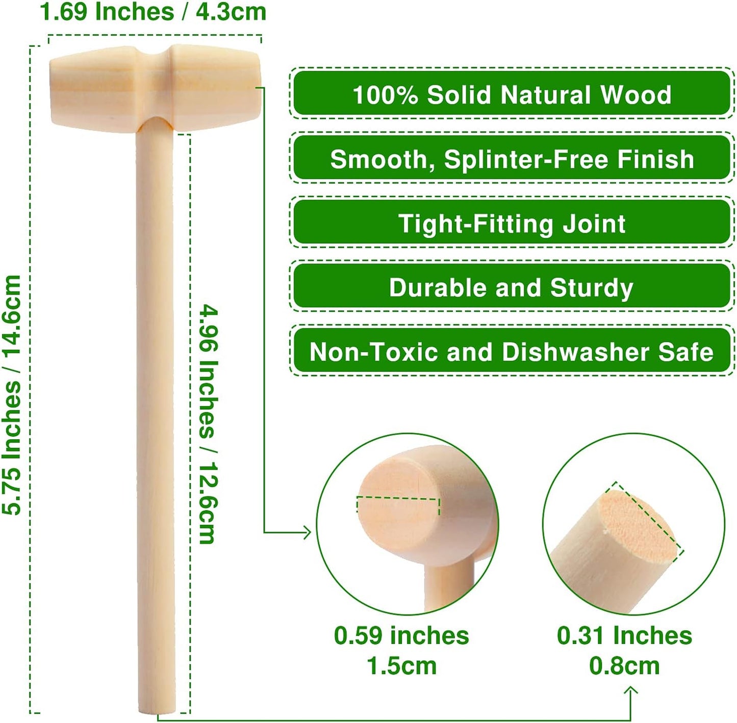 Skiennix Wooden Hammers - Mini Mallet for Breakable Heart & Bear Molds | 75 Pieces