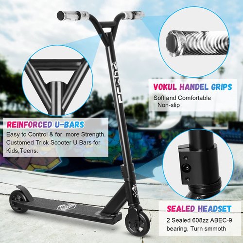 VOKUL Pro Scooters for Kids with Metal Wheels - Stunt Scooter for Boys Girls Teens Up 6 Years - Freestyle Tricks Scooter for BMX Entry Level