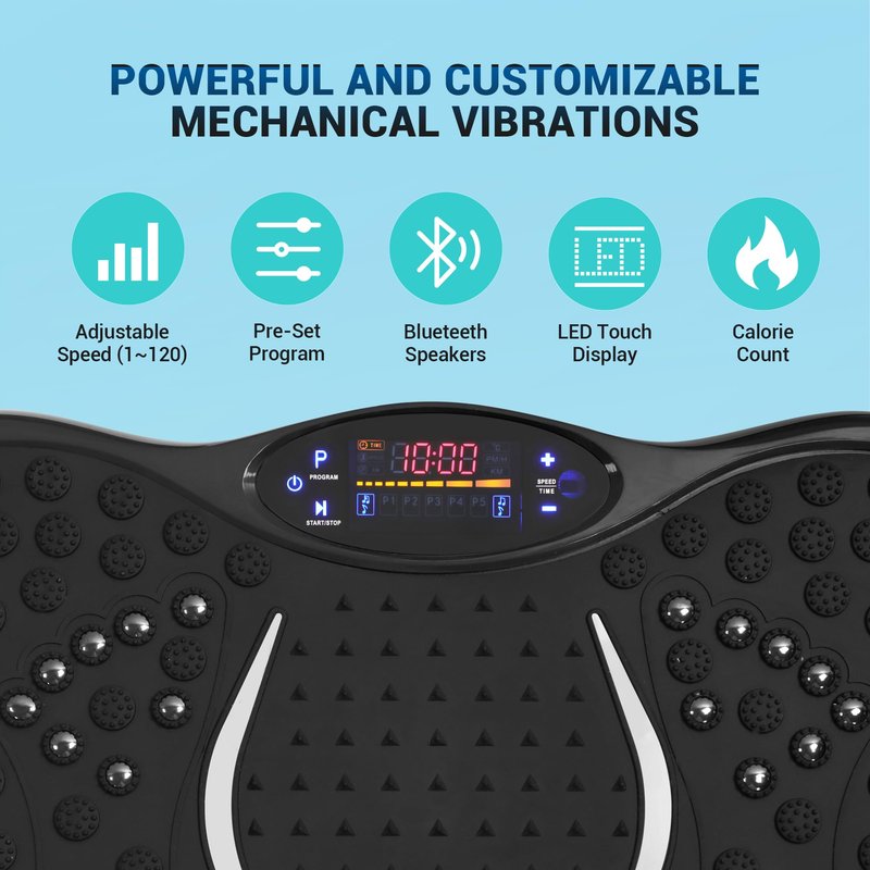 Mibest Vibration Plate Exercise Machine for Lymphatic Drainage & Weight Loss – Vibration Platform with Remote Control & Resistance Bands for Full Body Workout Fat Burn for Women & Men