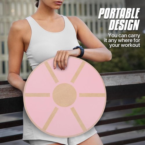 MADOG Wooden Wobble Balance Board - 15.5" Anti-Skid Core Trainer for Home Gym & Physical Therapy