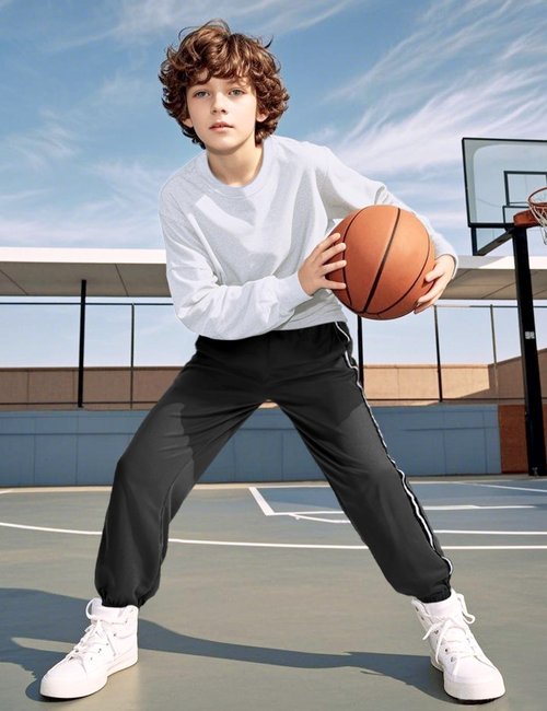 Auranso Boys Sweatpants 3 Pack Mesh Quick Dry Athletic Pants Lightweight Kids Joggers with Pockets 9-10 Years Black Dark-Grey Navy