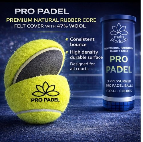 Main Products Pro Padel Balls - 4 Pack (12 Balls) - Pressurized Padel Balls - Premium Natural Rubber Core - 47% Wool Felt - Professional Tournament Quality - Consistent Bounce - for All Courts.