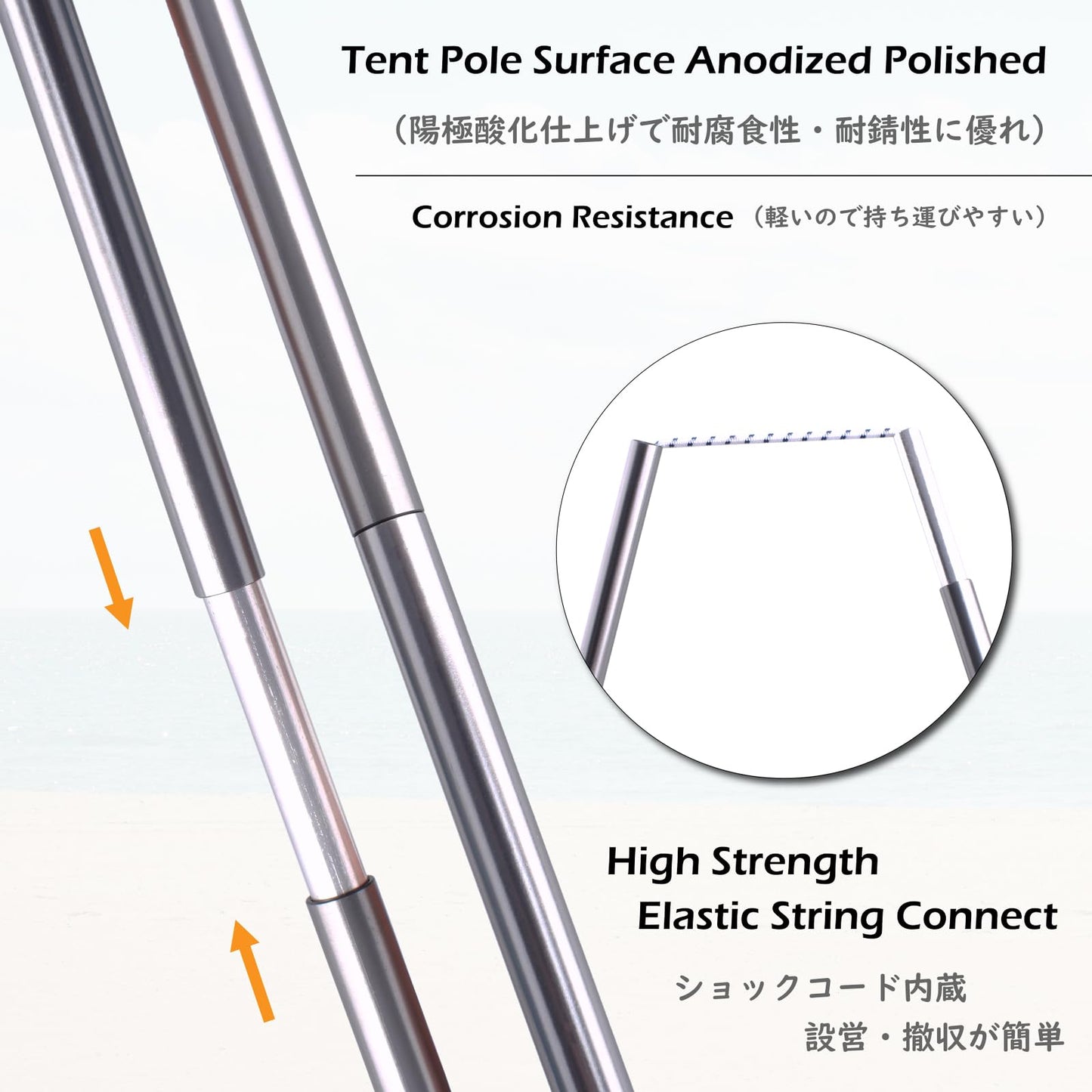 TRIWONDER Tent Poles Replacement Aluminum Camping Rod Accessories Pre-Assembled Tent Pole Repair Kit, 2 Pcs (14.1ft (431cm))