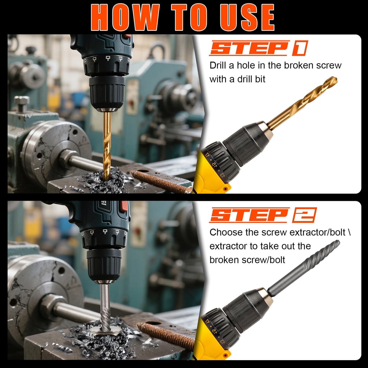 Coobeast 14pcs Screw Extractor Set and Left Hand Drill Bits For Removing Broken Bolt Extractor Kit, Easy Out Screw Extractor Set, Screw Remover Tool With Storage Case, Gifts for Men, Dad and Husband